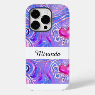 Personlig Elegant Rosa Heart iPhone 14 Pro Fodral