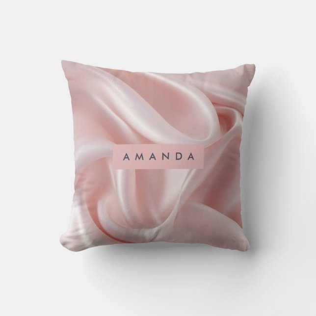 Personlig Elegant Rosa Satin Design Kudde (Framsida)
