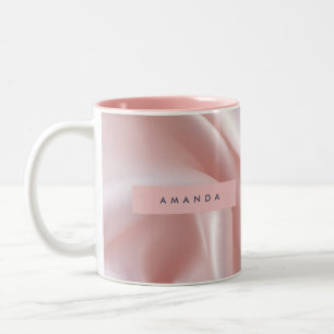 Personlig Elegant Rosa Satin Design Två-Tonad Mugg