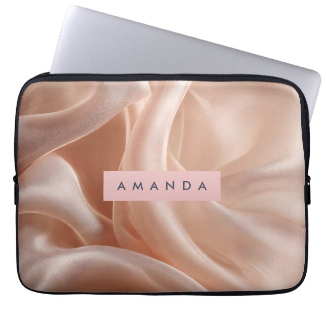Personlig Elegant Rosa Sidenstruktur Laptop Fodral (Framsidan)