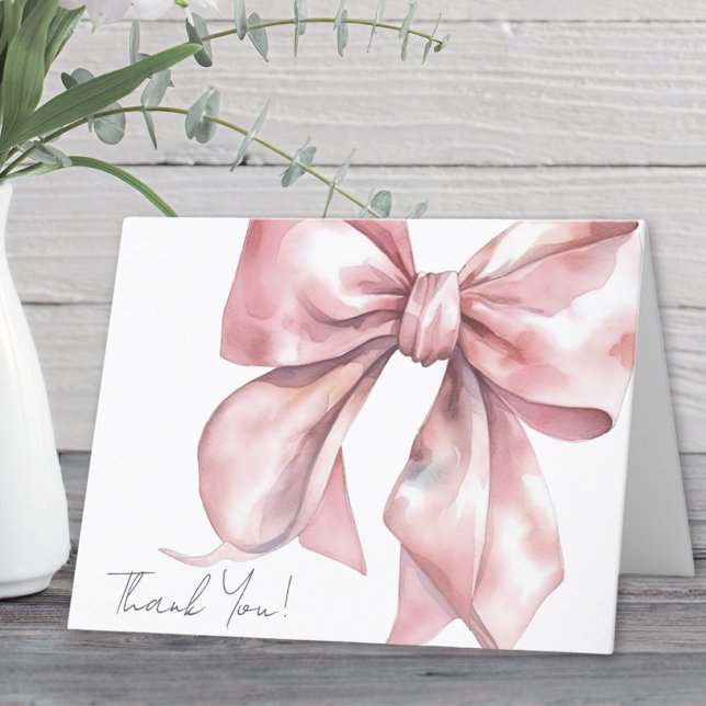 Personlig Elegant Rosa Slinga Tack Kort (Personalized Elegant Pink Bow Thank You)
