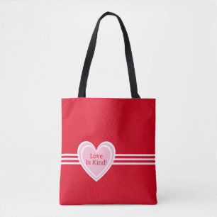Personlig Elegant Rosa White Kärlek Heart Red Tygkasse