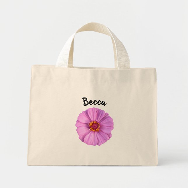 Personlig Elegant Rosa Zinnia-blomma Mini Tygkasse (Framsidan)