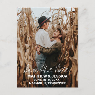 Personlig Elegant Rustic Couple Photo Bröllop Meddelande Vykort