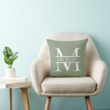 Personlig Elegant Sage Grönt Monogram & Namn