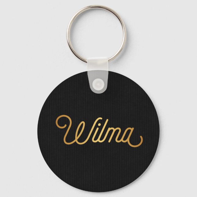 Personlig Elegant Script Wilma Guld Black Nyckelring (Framsida)