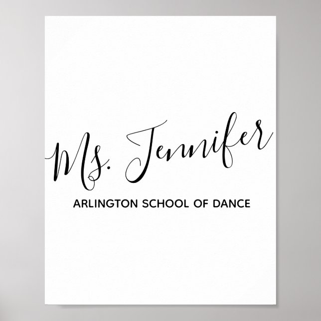 Personlig Elegant Scripted Dance Teacher Poster (Framsidan)