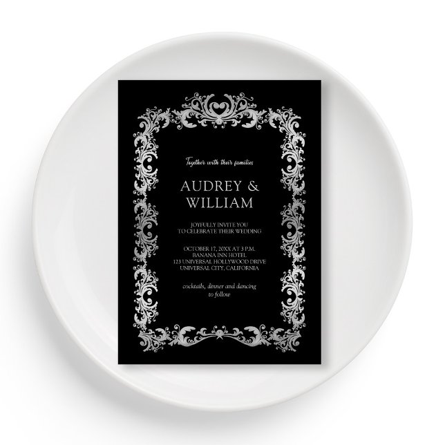 Personlig Elegant Silver Blommigt Bröllop Inbjudningar (Personalized Elegant Silver Floral Wedding Invitation)