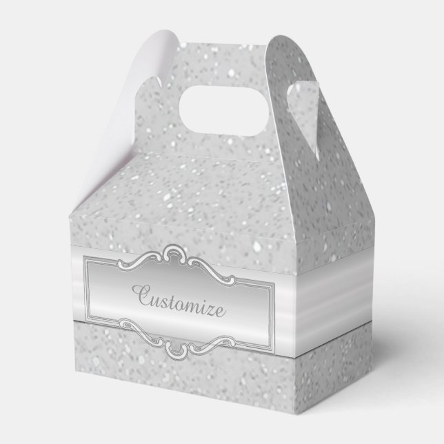 Personlig Elegant Silver Gnistra Gable Box Presentaskar (Framsidan Sidan)