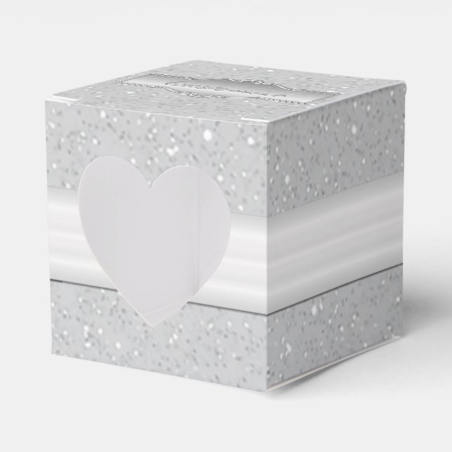 Personlig Elegant Silver Gnistra Heart Box Presentaskar (Framsidan Sidan)
