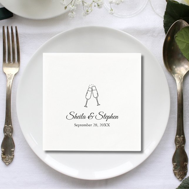Personlig Elegant Skript Bröllopsdrink Pappersservett (Personalized elegant script napkins add refined charm to wedding cocktail tables.)