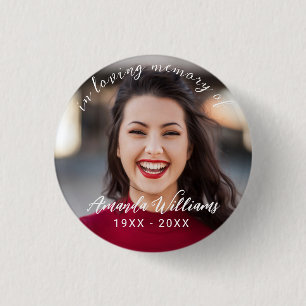 Personlig Elegant Skript Foto Memorial Buttons Knapp