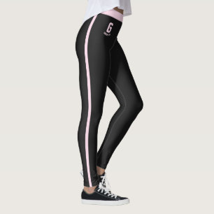 Personlig Elegant Svart Rosa Randig Dam Leggings