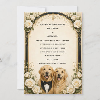 Personlig Elegant Svart Slips Golden Retriever Vi Inbjudningar