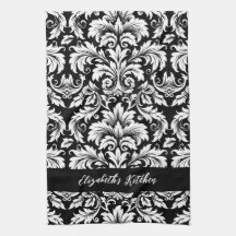 Personlig Elegant Svart Vit Damask 