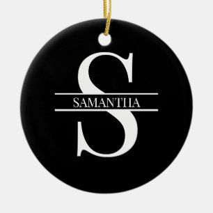 Personlig Elegant, svartvitt Julgransprydnad Keramik