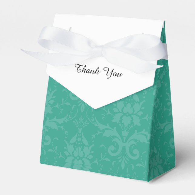 Personlig Elegant Teal and White Damask Presentaskar (Framsidan Sidan)