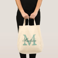 Personlig elegant teal monogram livsmedel