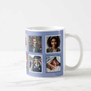 Personlig Elegant Ten Photos Collage Blue Grått Kaffemugg