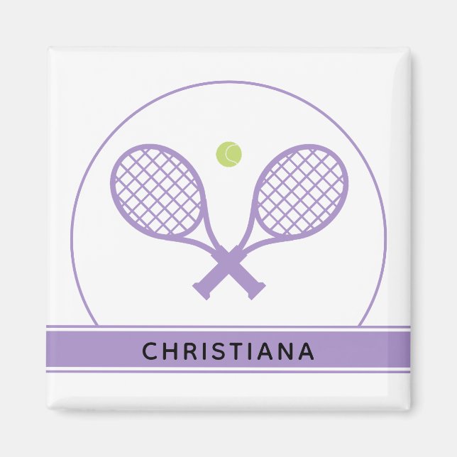 Personlig Elegant Tennis Racket och Boll Cute Magnet (Framsidan)