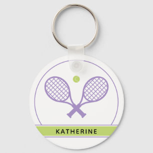 Personlig Elegant Tennis Racket och Boll Cute Nyckelring