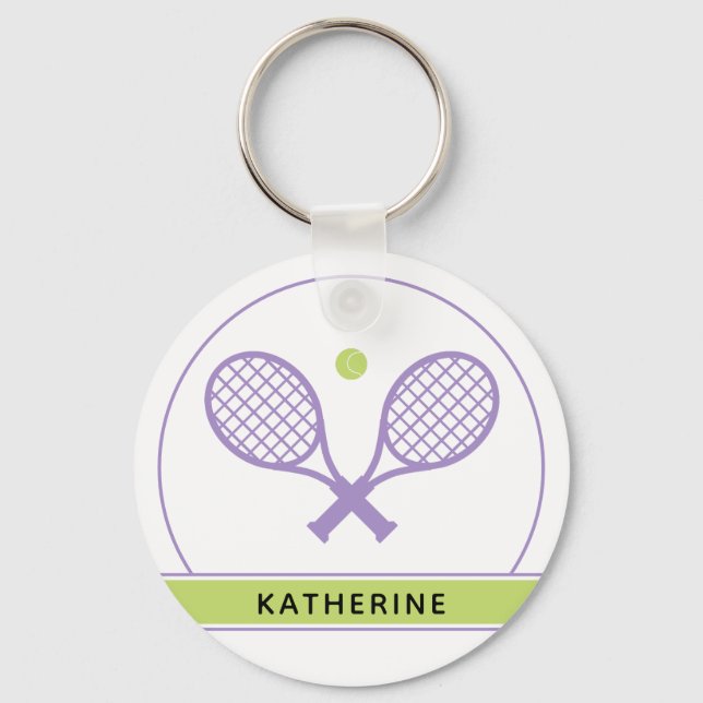 Personlig Elegant Tennis Racket och Boll Cute Nyckelring (Framsida)