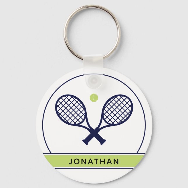 Personlig Elegant Tennis Racket och Boll Cute Nyckelring (Framsida)