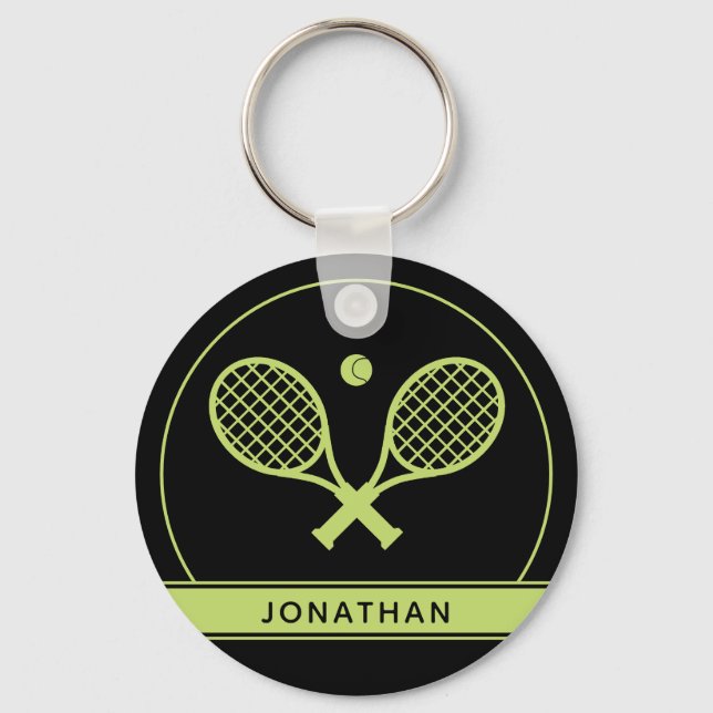Personlig Elegant Tennis Racket och Boll Cute Nyckelring (Framsida)