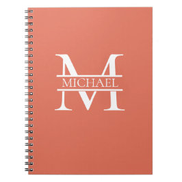 Personlig Elegant Terracotta Monogram och Namn Anteckningsbok