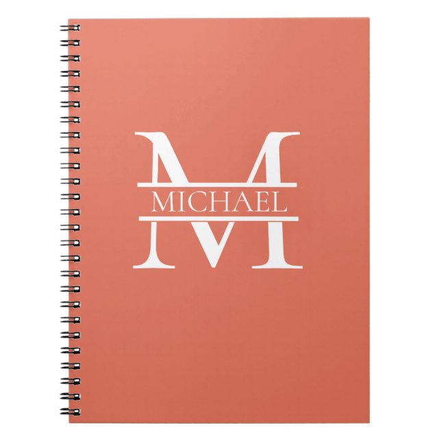 Personlig Elegant Terracotta Monogram och Namn Anteckningsbok (Framsidan)