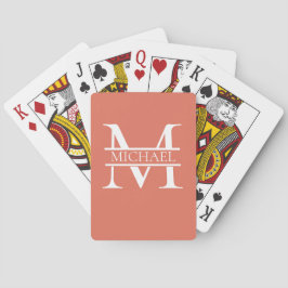 Personlig Elegant Terracotta Monogram och Namn Casinokort