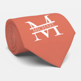 Personlig Elegant Terracotta Monogram och Namn Slips