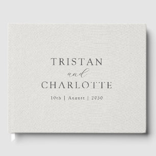 Personlig Elegant Typography White Faux Linen Gästböcker