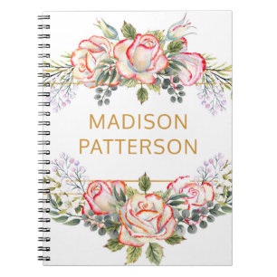 Personlig Elegant Vattenfärgens Blommigt Girly-Chi Anteckningsbok