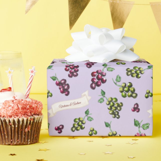 Personlig Elegant Vin Graps Anpassningsbar Vattenf Presentpapper (Födelsedagsfest)