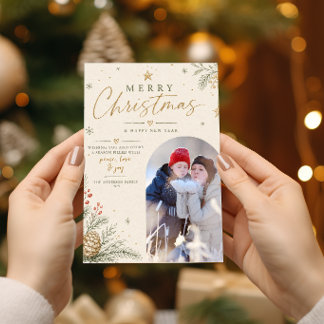 Personlig Elegant Vintage God Jul Foto Julkort