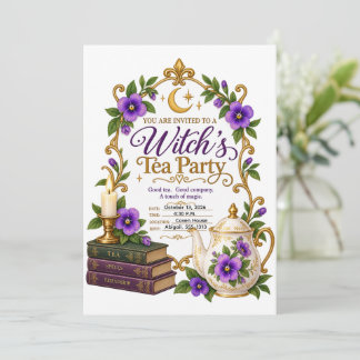 Personlig Elegant Violett Häxas Tekalas Inbjudningar