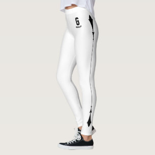 Personlig Elegant Vit Svart Accent Monogram Leggings