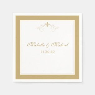Personlig Elegant White Fleur de Lis Pappersservett