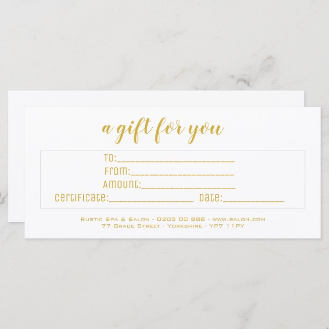 Personlig Elegant White & Guld Script Business (Fram/baksida)