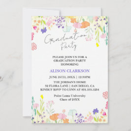 Personlig Elegant Wildblomma Studentfest I Inbjudningar