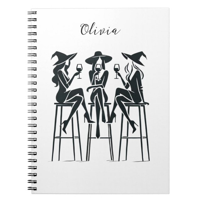 Personlig, Elegant Witches Vin Night, Modern Anteckningsbok (Framsidan)