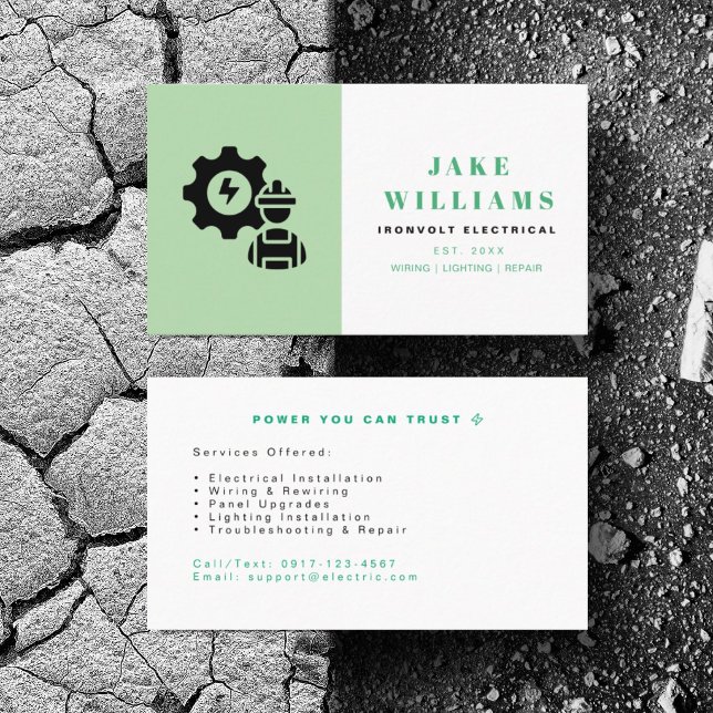 Personlig elektrikerkraftreparationstjänst  visitkort (Personalize with your business card details)
