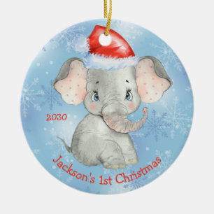 Personlig Elephant 1:a jul Pojke Julgransprydnad Keramik