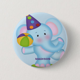 Personlig Elephant Birthday Button Knapp