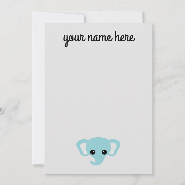 Personlig Elephant Kids Stationery Notecards Inbjudningar (Framsida)