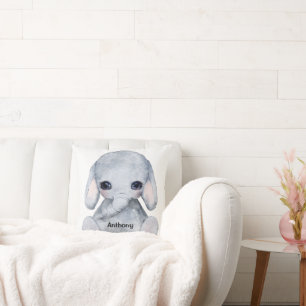 Personlig Elephant Namn Watercolor Modern Kudde