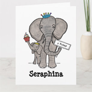 Personlig Elephant och Baby Birthday Kort