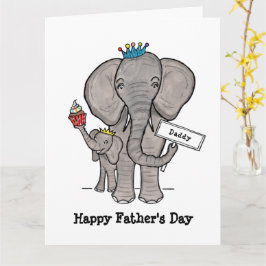 Personlig Elephant och Baby Fars dag Card Kort