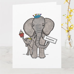 Personlig Elephant och Baby Kort